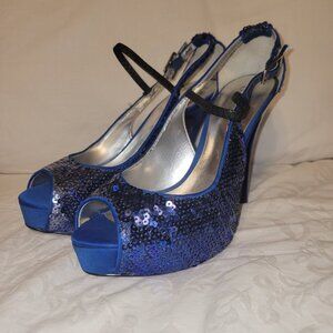 GUESS Blue sequin platform heels